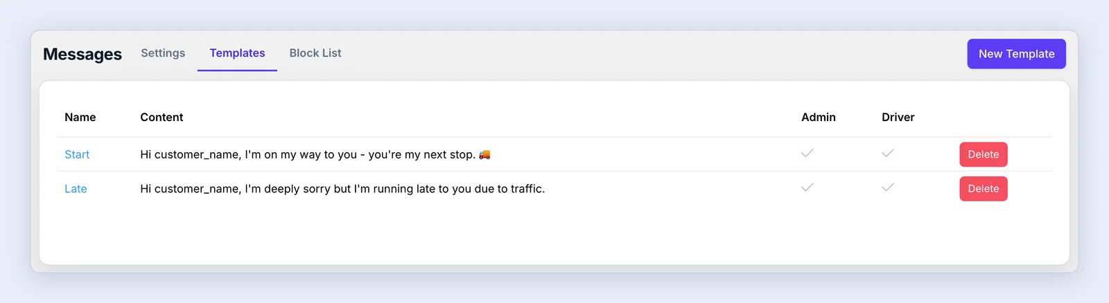 Screenshot: Templates