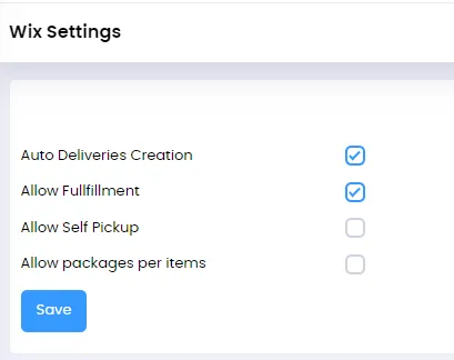 Screenshot: Wix- Settings