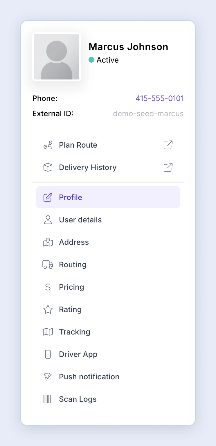 Screenshot: Driver Profile