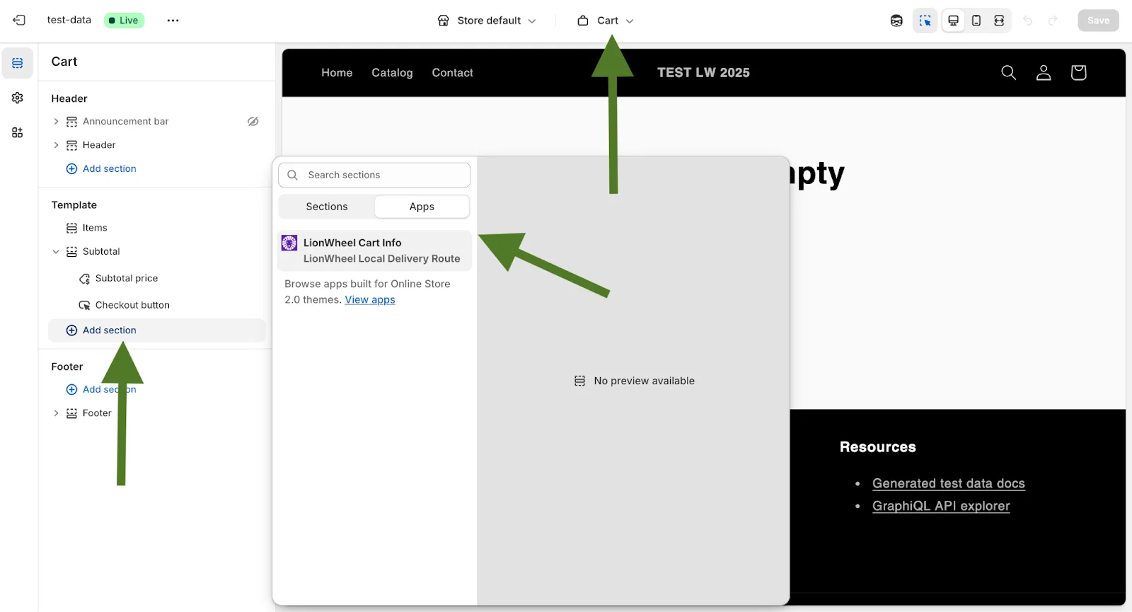 Screenshot: Step 2: Switch to the Cart Page