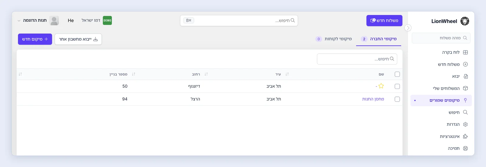 צילום מסך: מיקומים שמורים