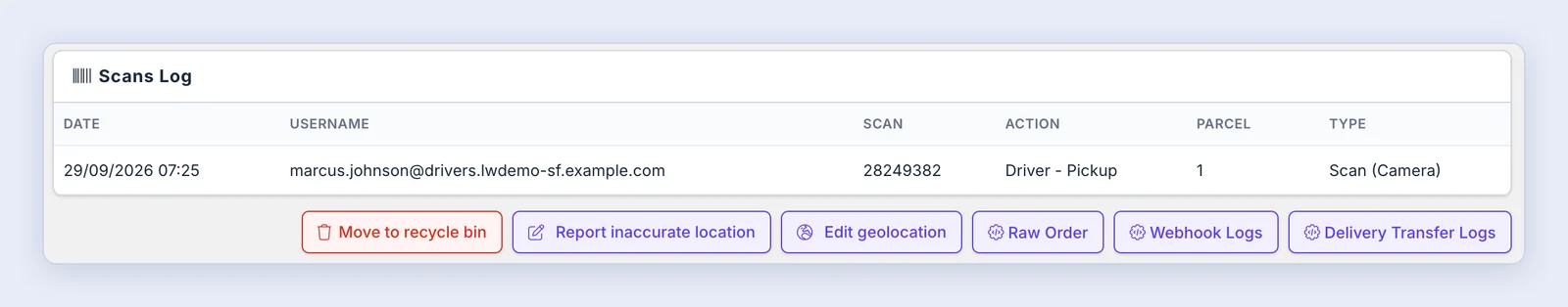 Screenshot: The Edit geolocation button at the bottom of the delivery page