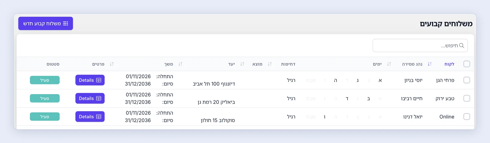 צילום מסך: משלוחים קבועים