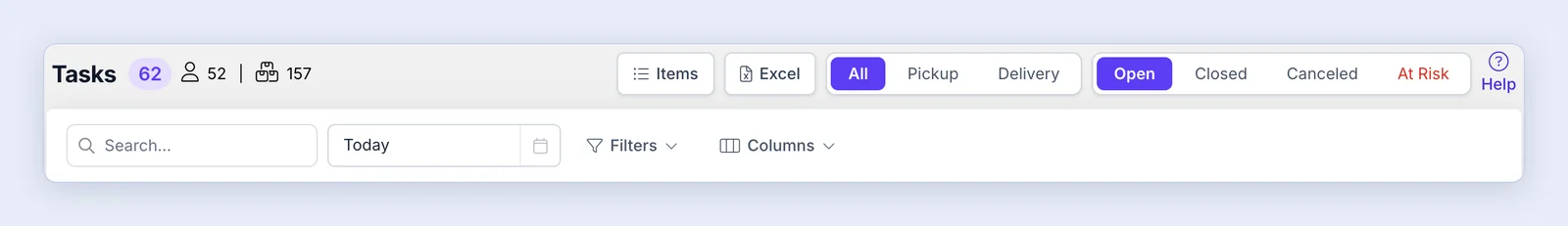 Screenshot: Open/Closed/Canceled and the display period