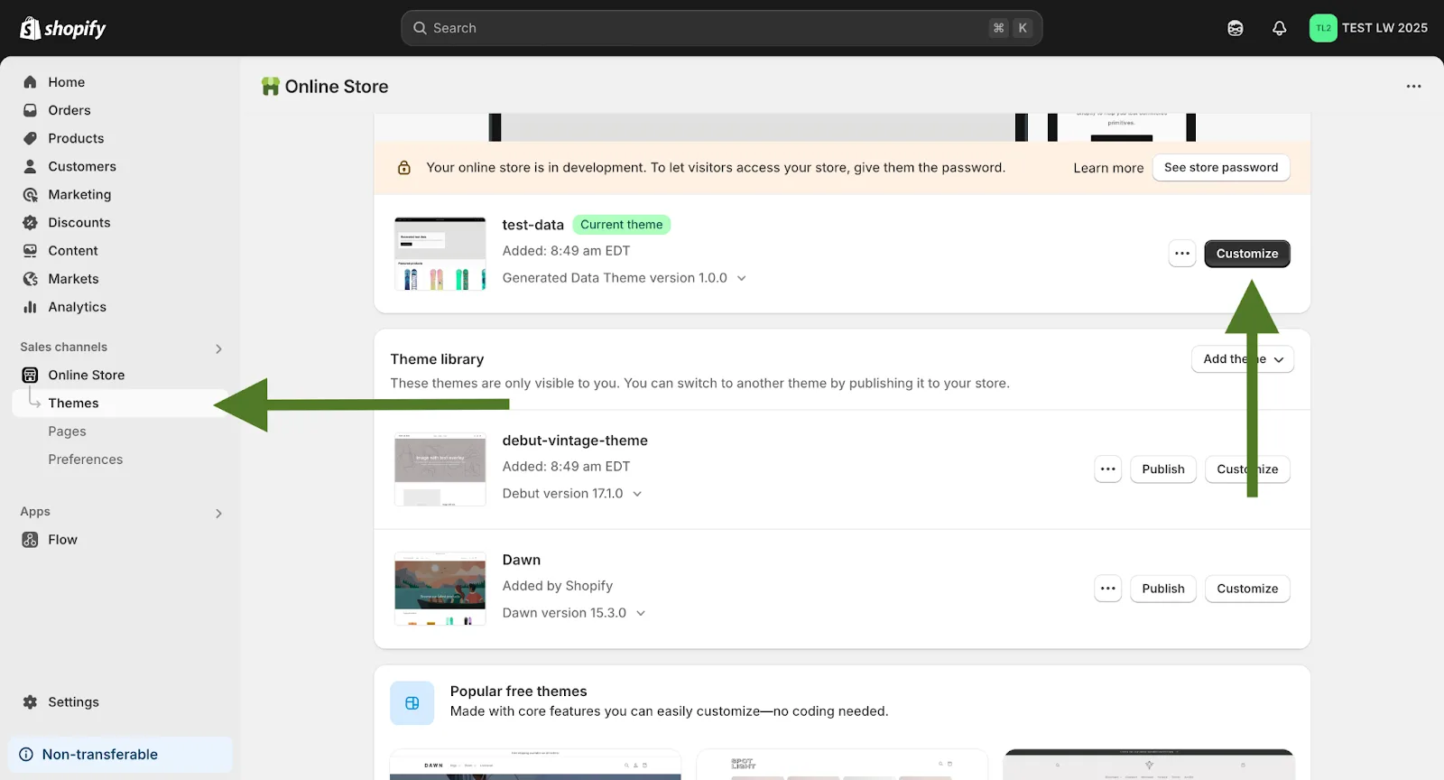Screenshot: Step 1: Open the Theme Editor