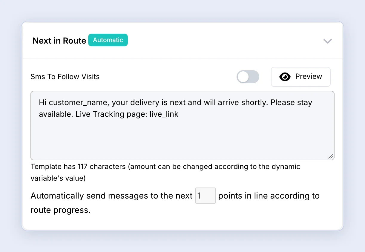 Screenshot: Next in Route