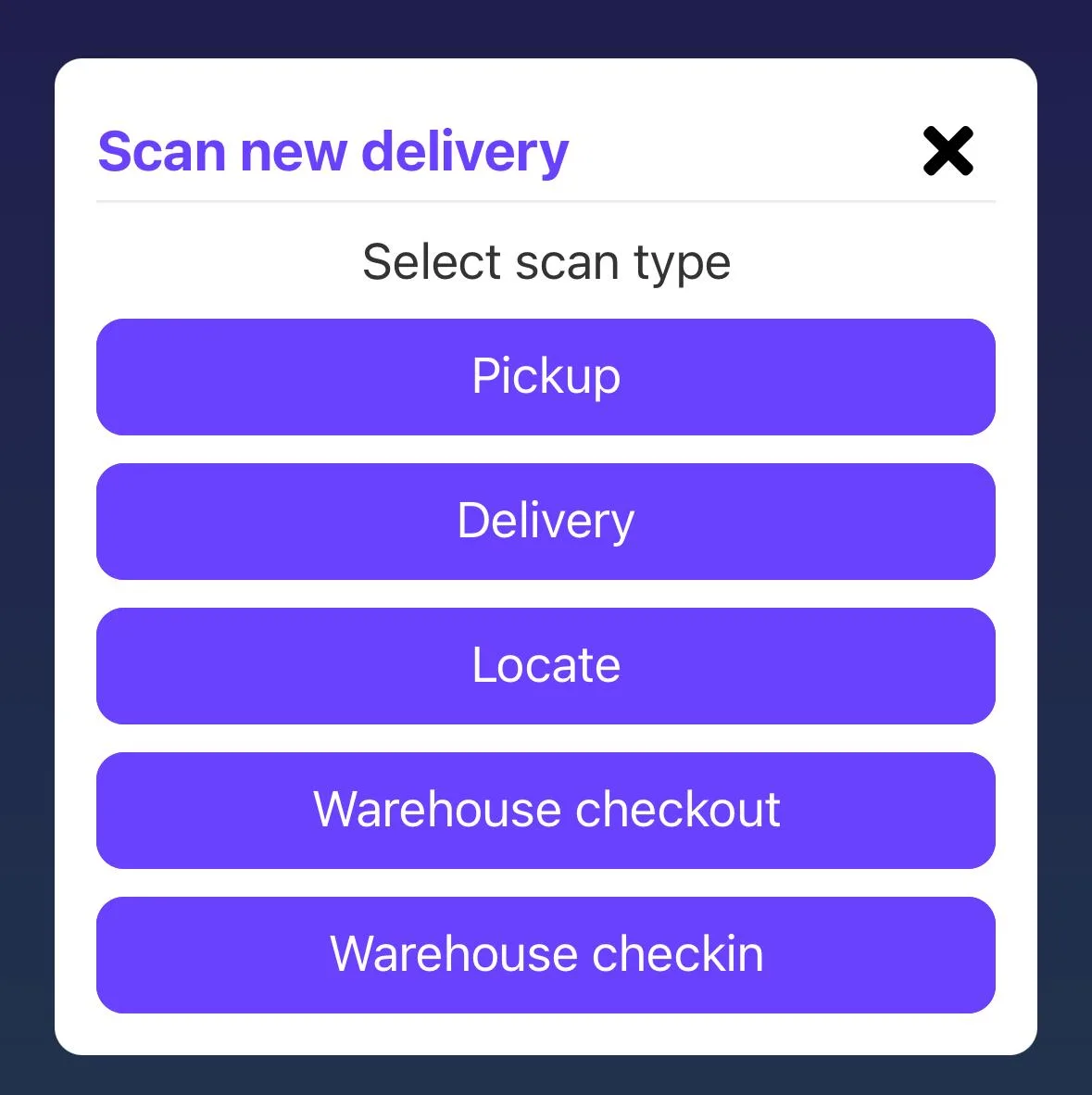 Screenshot: Scanning Screen