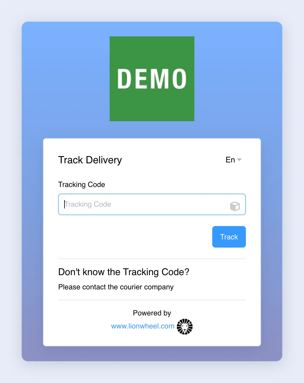 Screenshot: General Tracking page