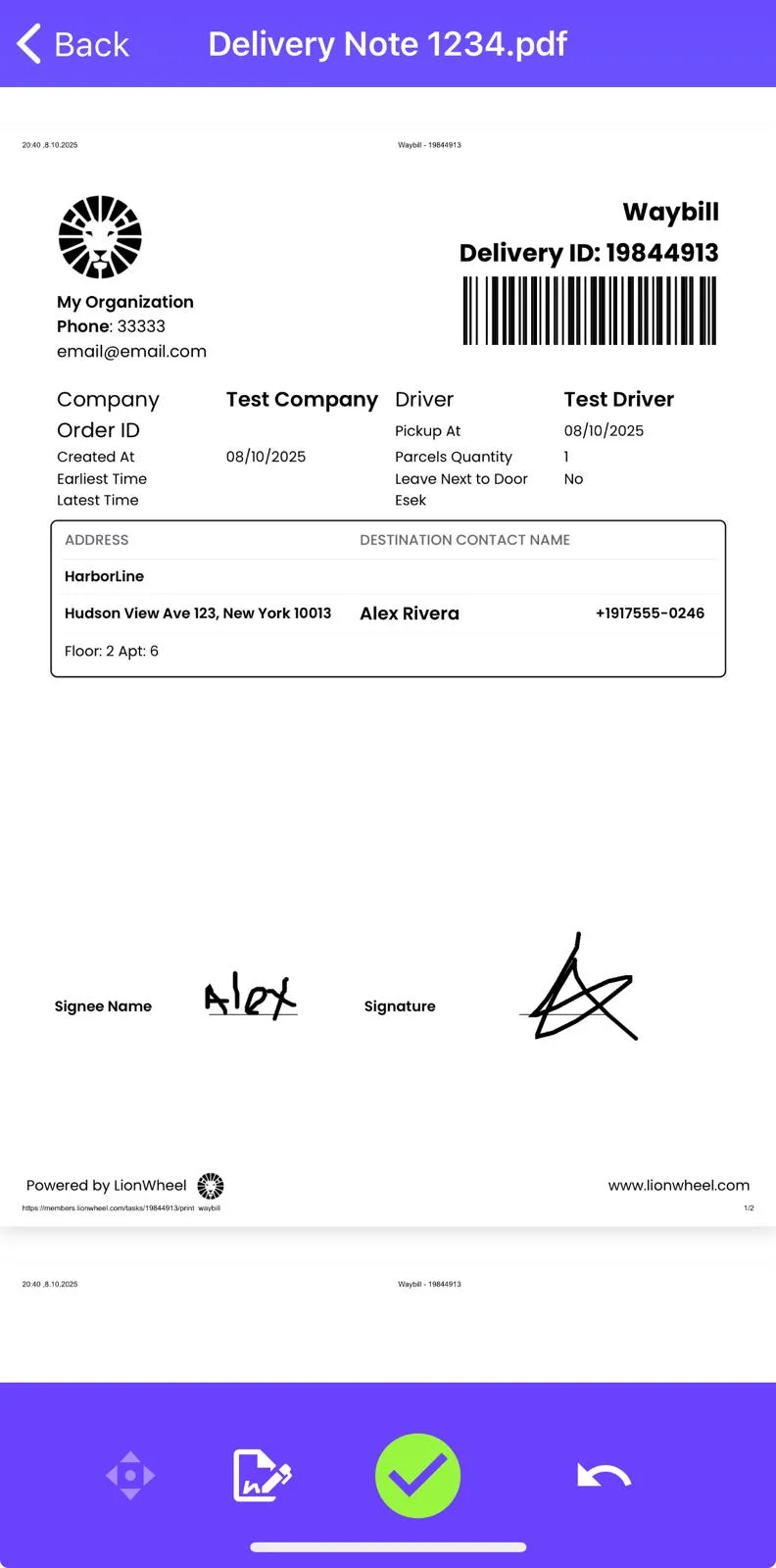 Screenshot: Signing in the Driver App