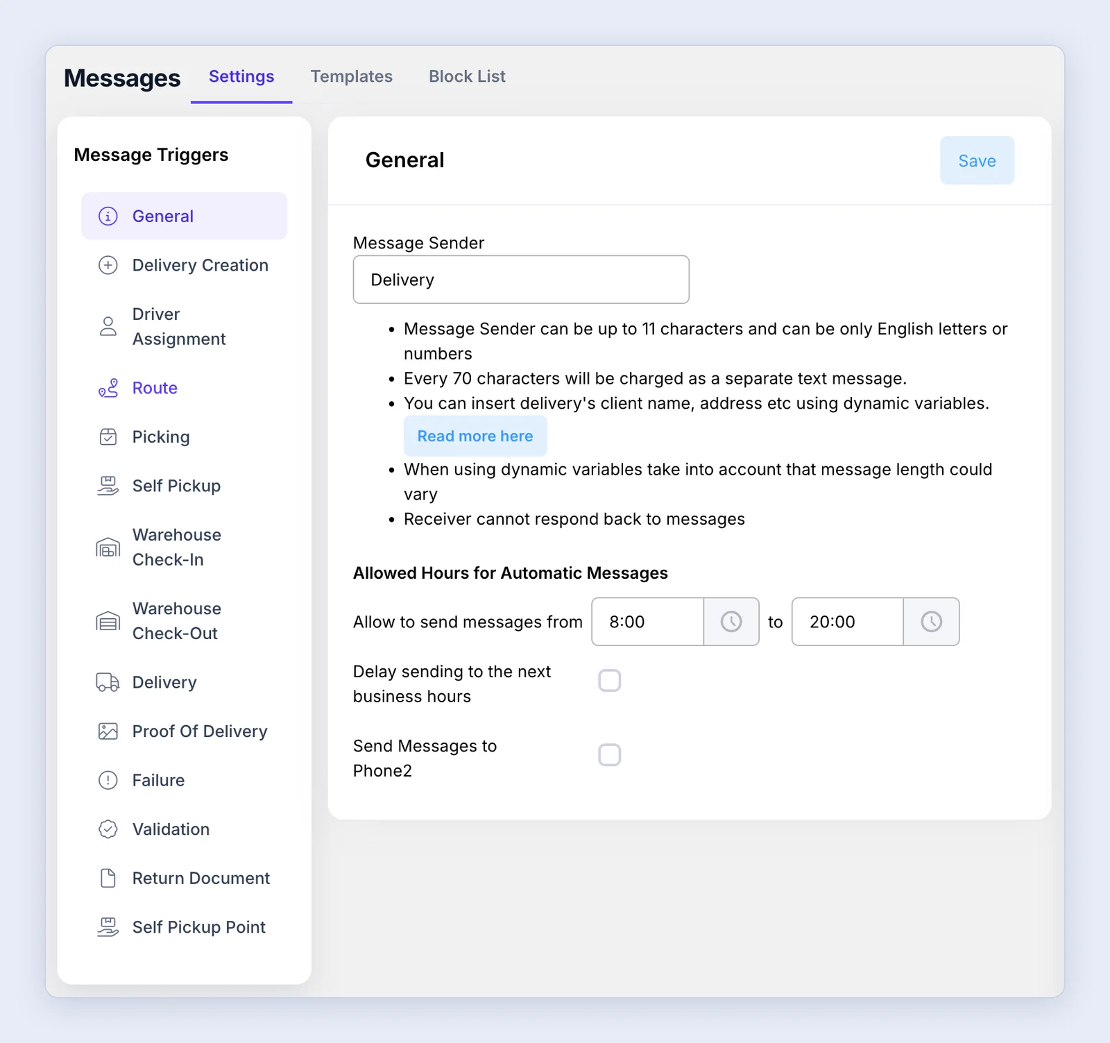 Screenshot: Settings