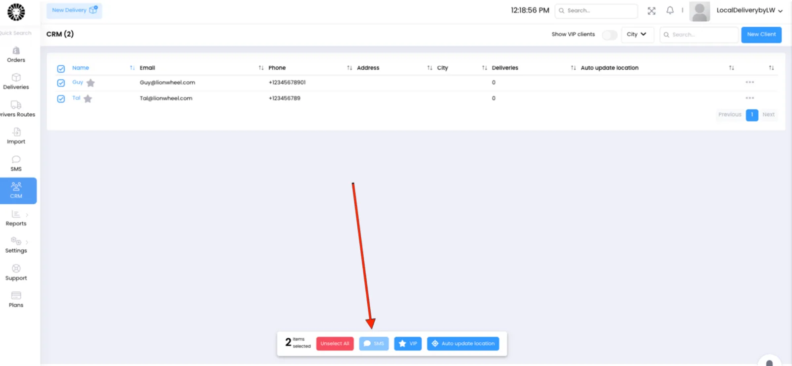 Screenshot: CRM