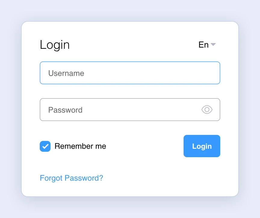 Screenshot: The login page