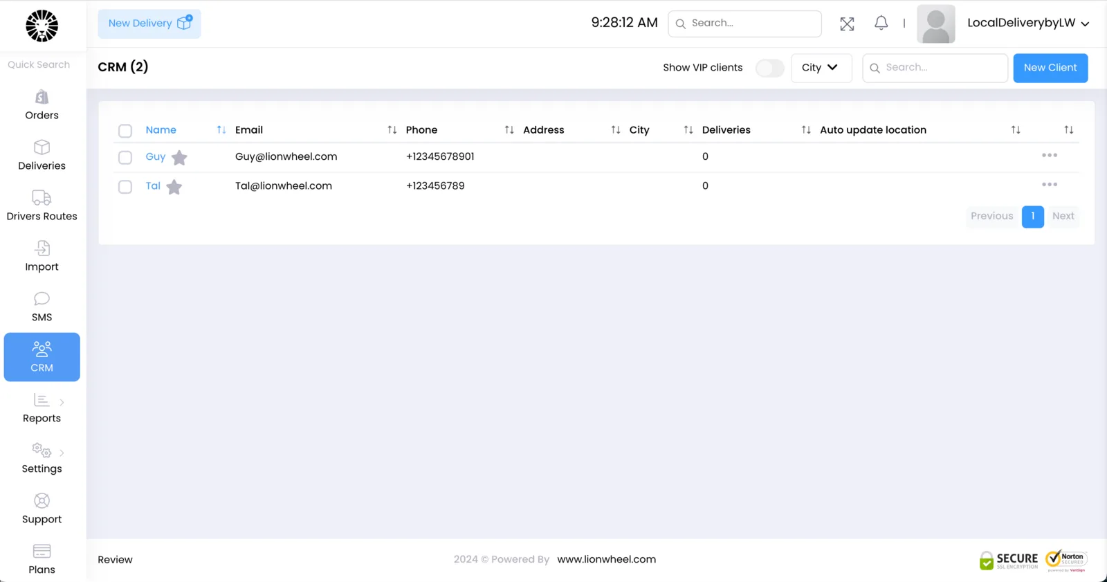 Screenshot: CRM