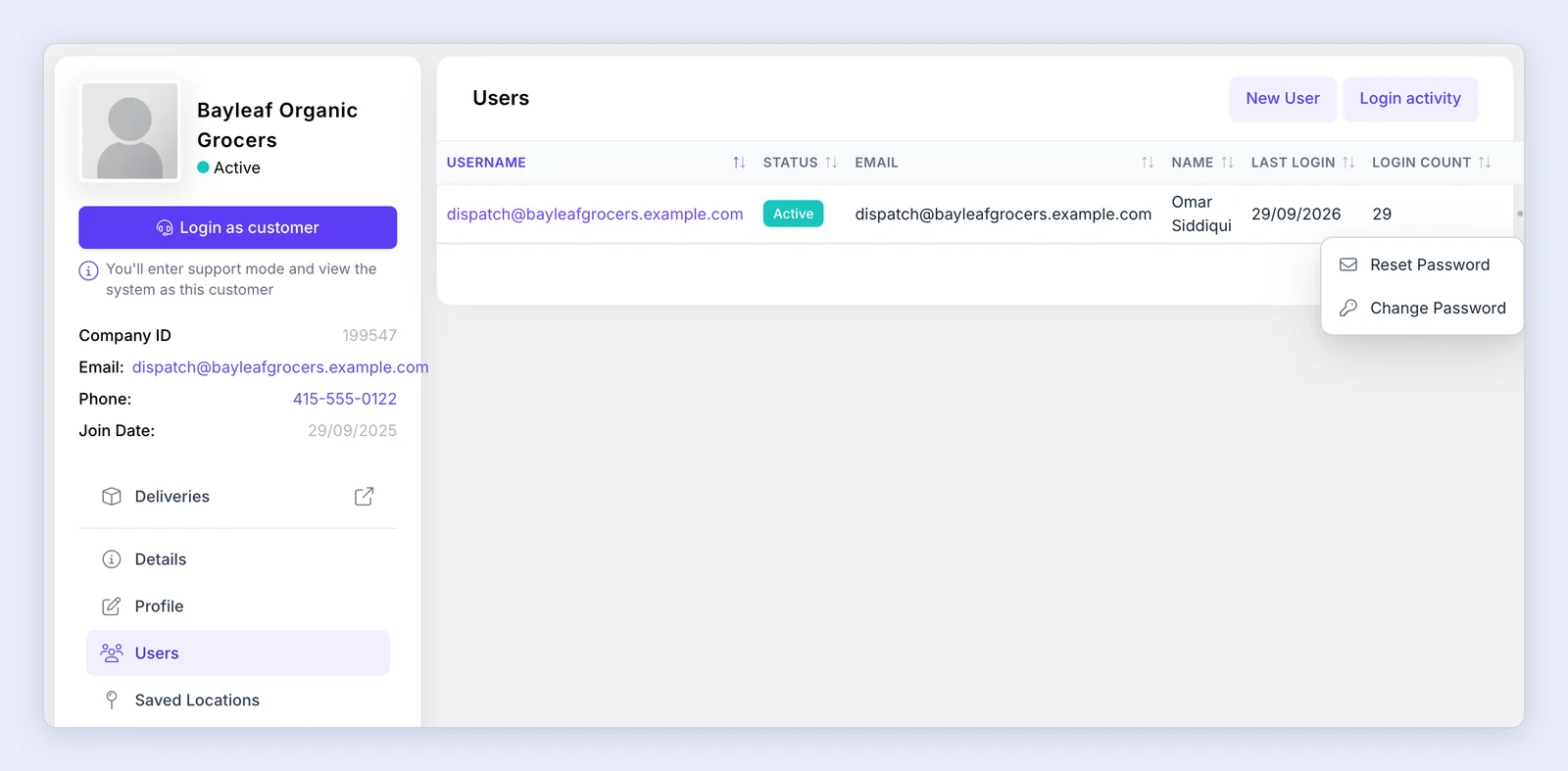 Screenshot: Company Users