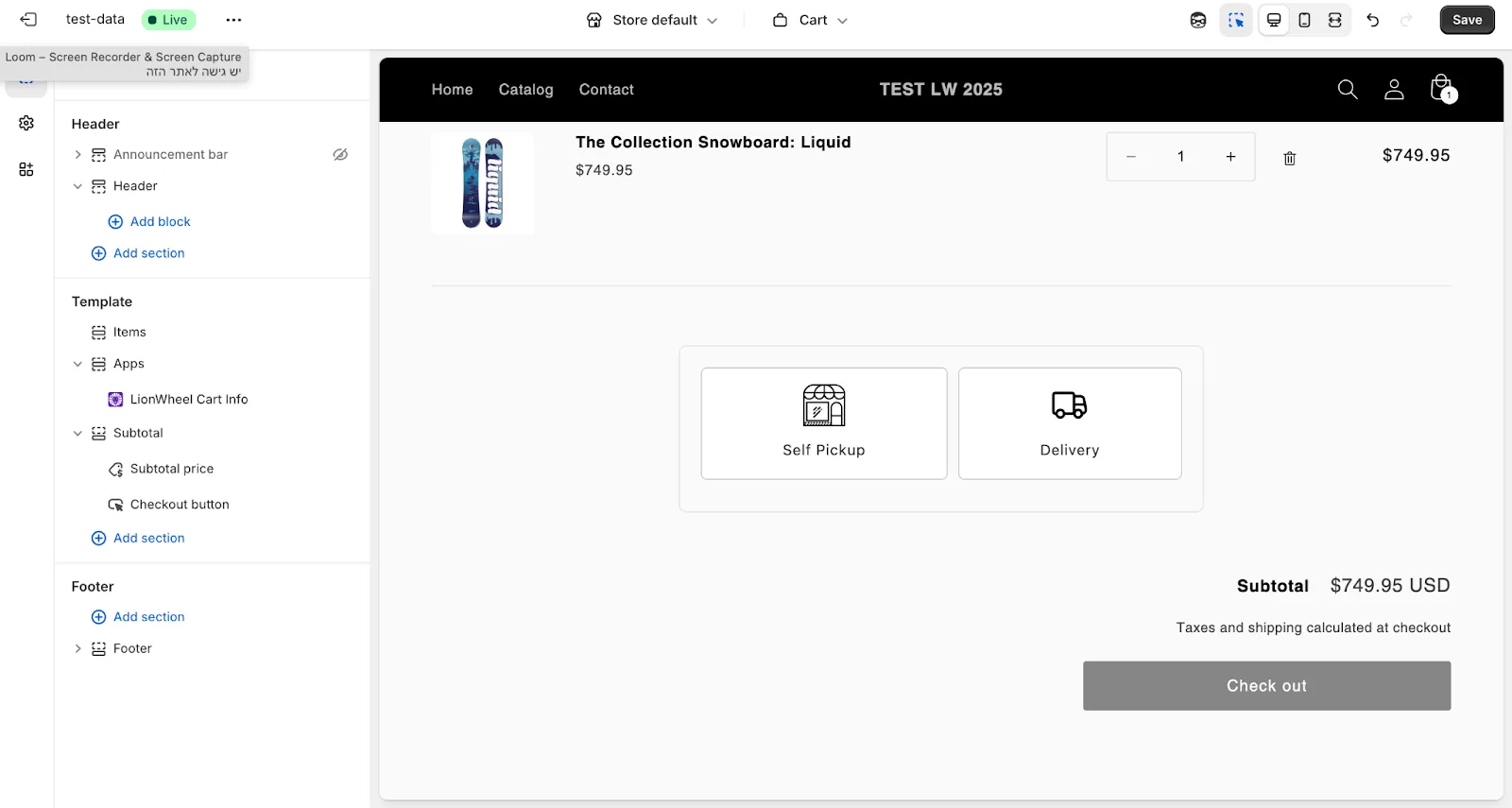 Screenshot: Step 2: Switch to the Cart Page